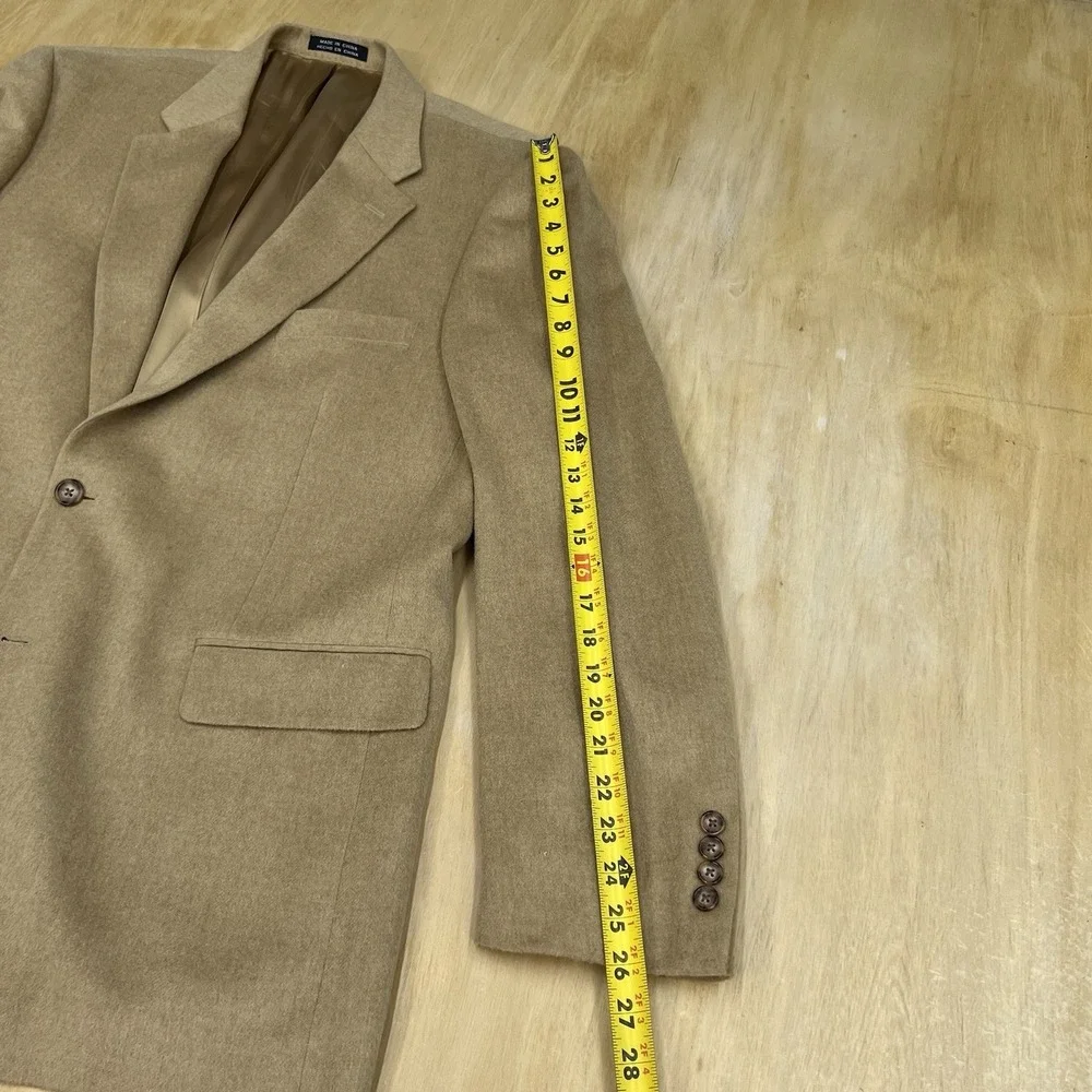 Vintage Stafford Camel Hair Blazer Jacket Sport Coat Mens 44L Long Khaki
